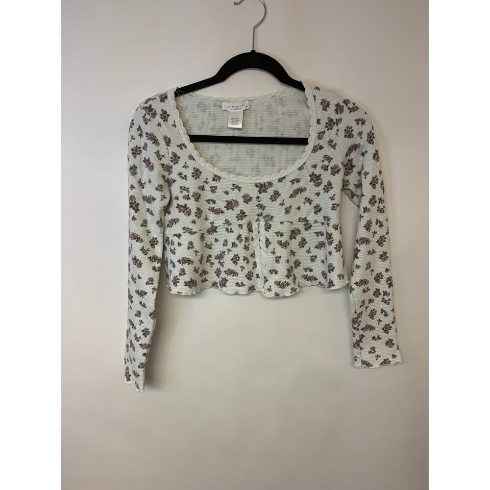 Kirious Los Angeles Babydoll Thermal Cropped Floral Whimsical Boho Womens SZ M